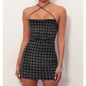 Tessa Velvet Bodycon Dress in Black Shimmer